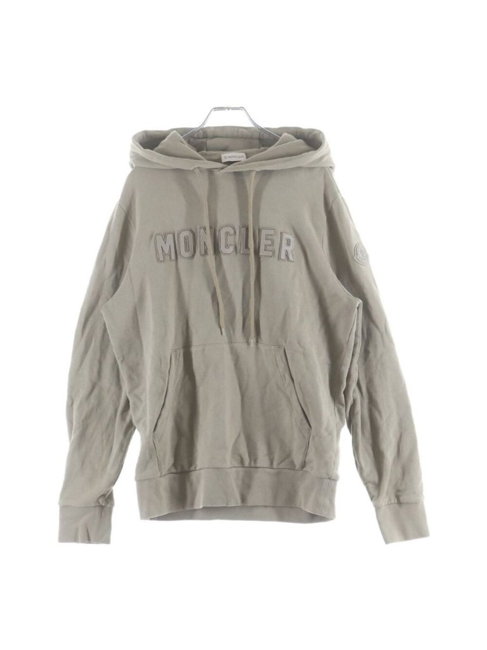 Moncler Logo Letter Print Hoodie Long Sleeve Pullover Beige